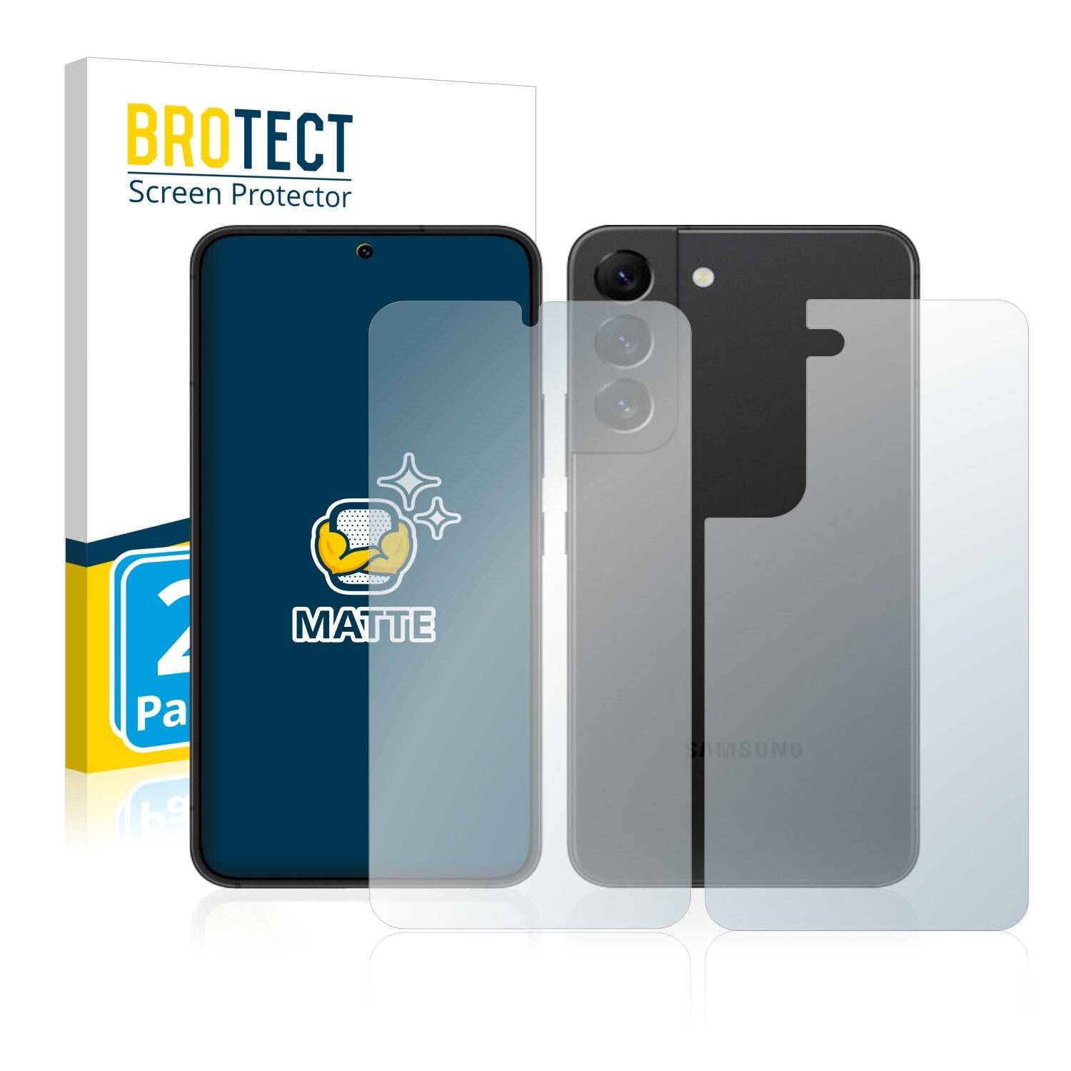 2x BROTECT Matte Displayschutzfolie für Samsung Galaxy S22 5G (Vorder + Rückseite) -