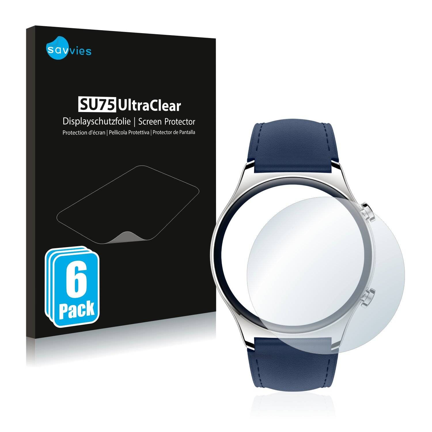 6x Savvies SU75 Displayschutzfolie für Honor Watch GS