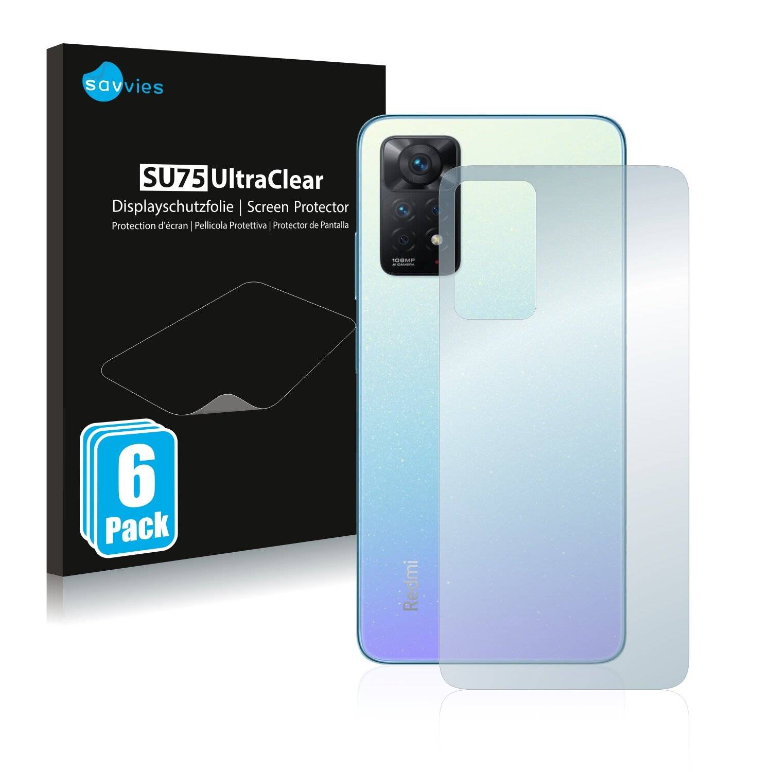 6x Savvies SU75 Displayschutzfolie für Xiaomi Redmi Note 11 Pro