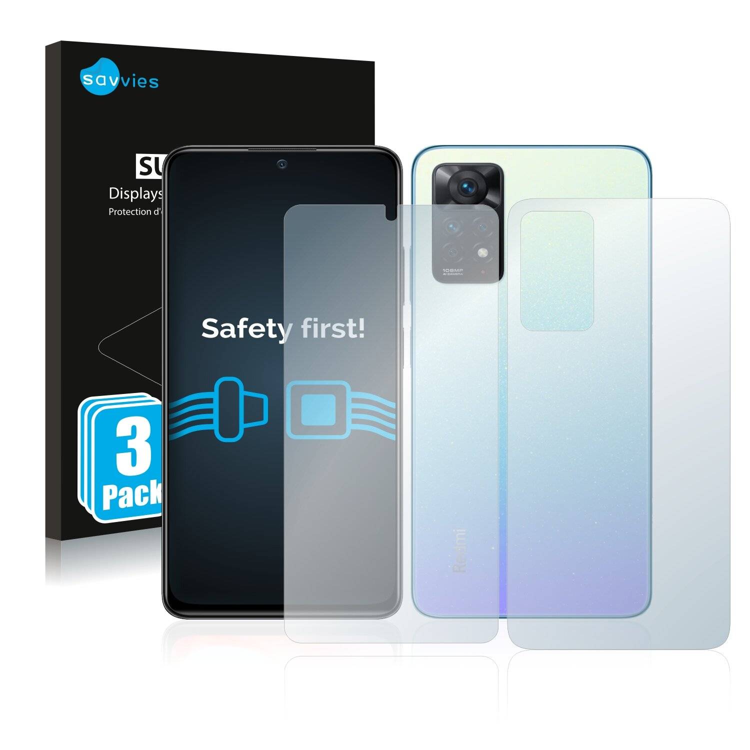 6x Savvies SU75 Displayschutzfolie für Xiaomi Redmi Note 11 Pro (Vorder +