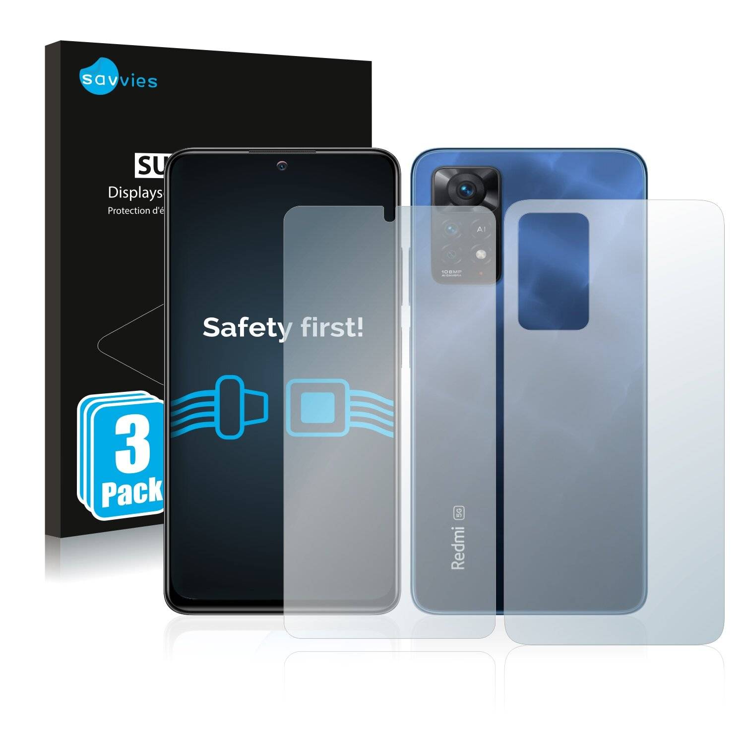 6x Savvies SU75 Displayschutzfolie für Xiaomi Redmi Note 11 Pro 5G (Vorder +
