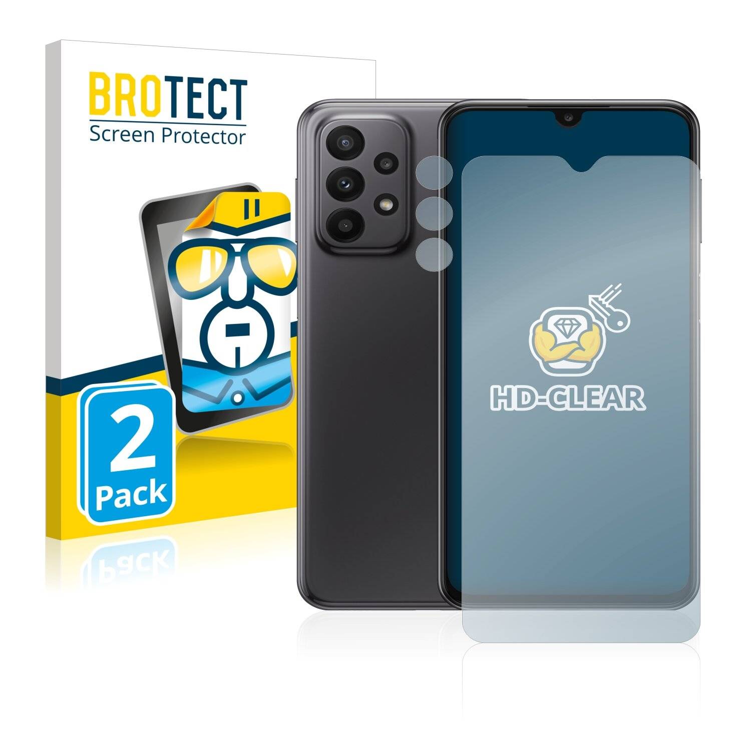 2x BROTECT HD-Clear Displayschutzfolie für Samsung Galaxy A23 (Vorderseite +
