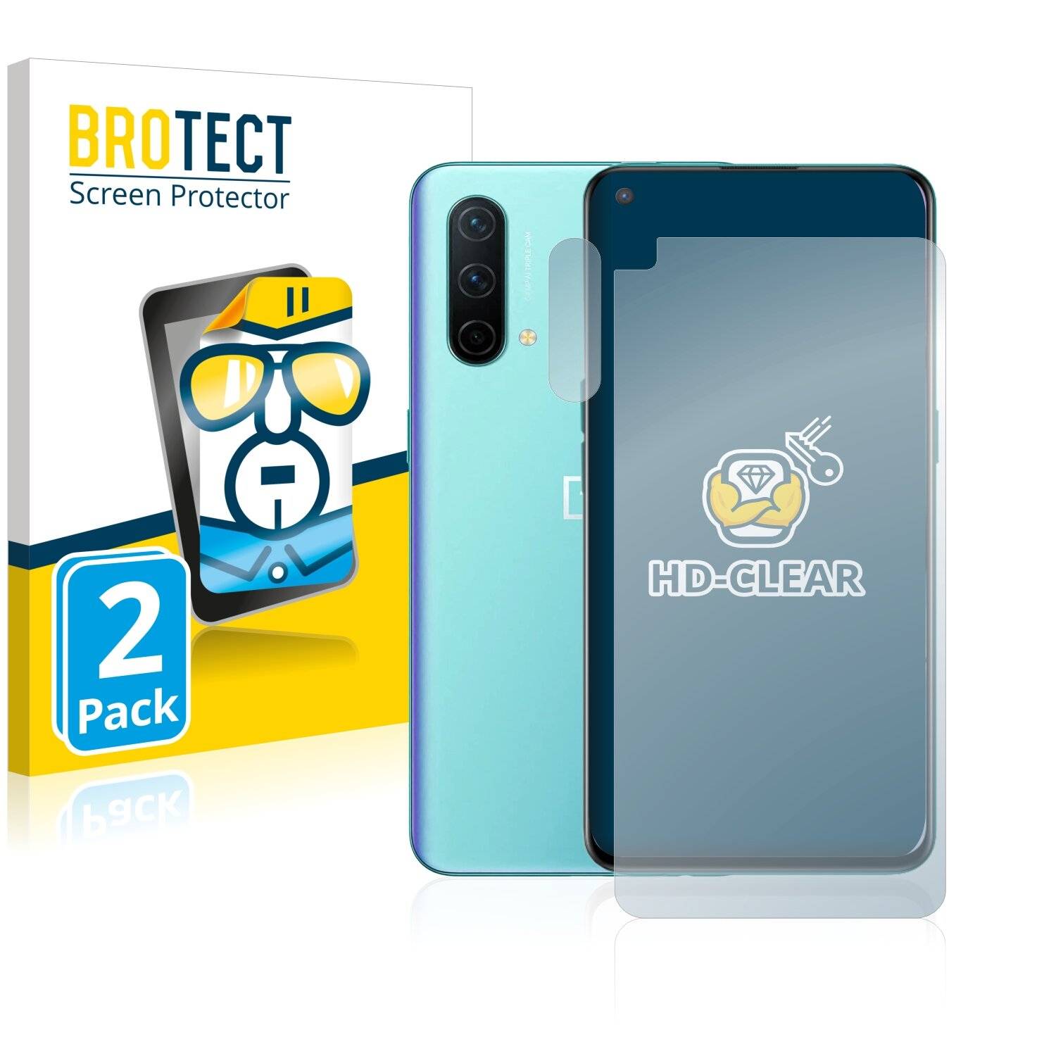 2x BROTECT HD-Clear Displayschutzfolie für OnePlus Nord CE 5G (Vorderseite +