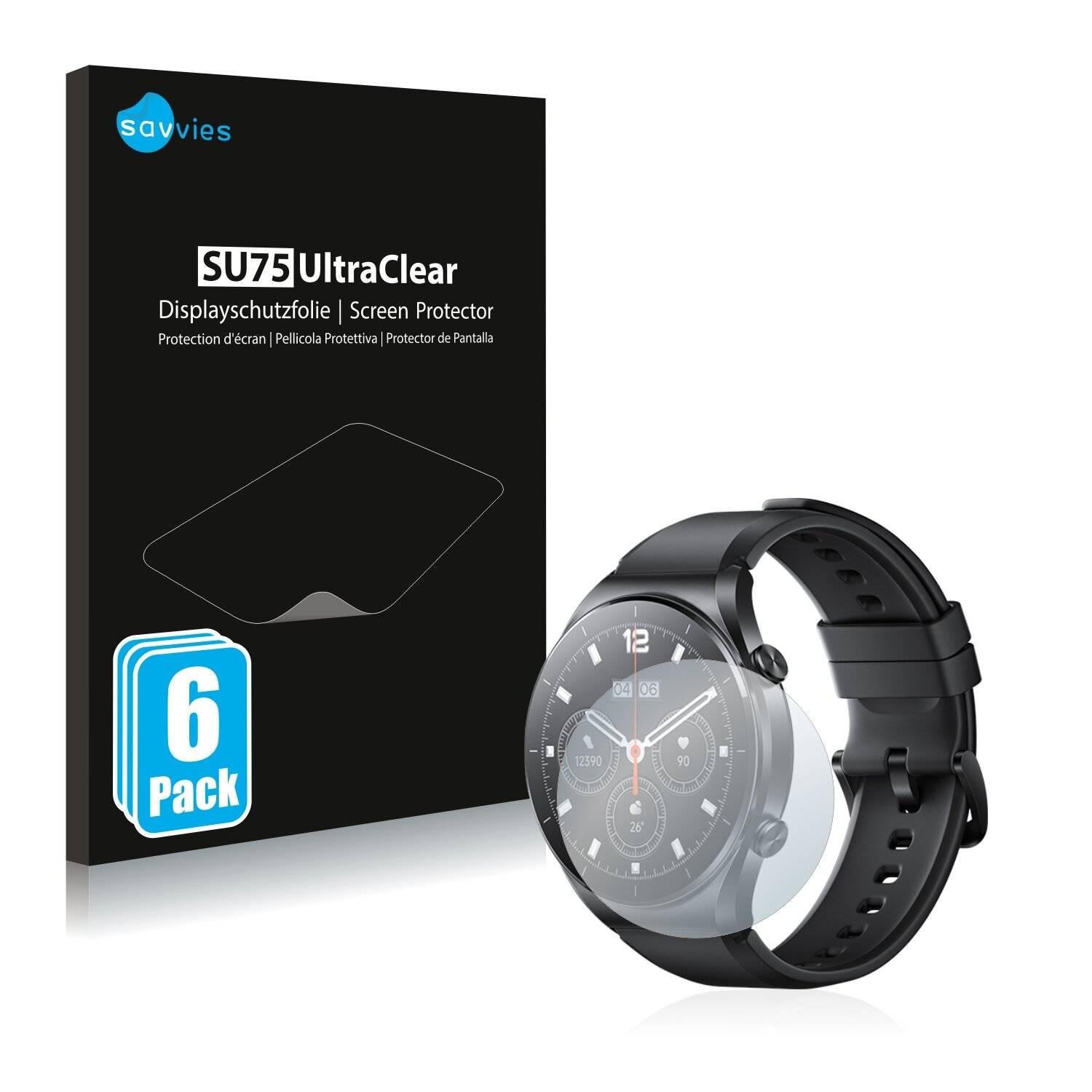 6x Savvies SU75 Displayschutzfolie für Xiaomi Watch
