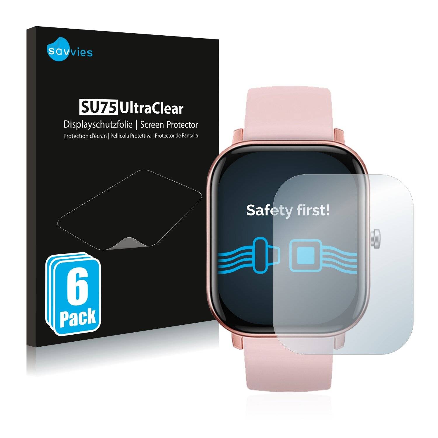 6x Savvies SU75 Displayschutzfolie für DCU Tecnologic Smartwatch Curved