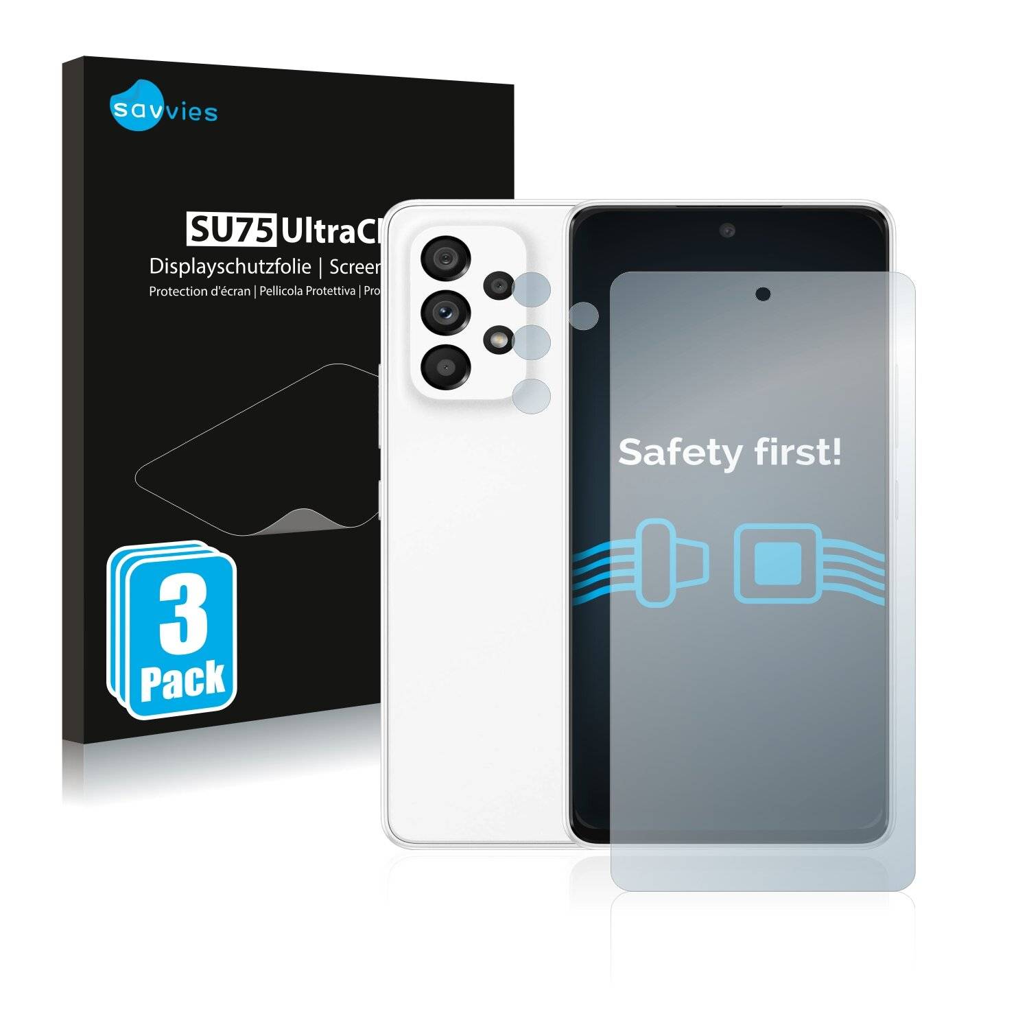 6x Savvies SU75 Displayschutzfolie für Samsung Galaxy A53 5G (Vorderseite +