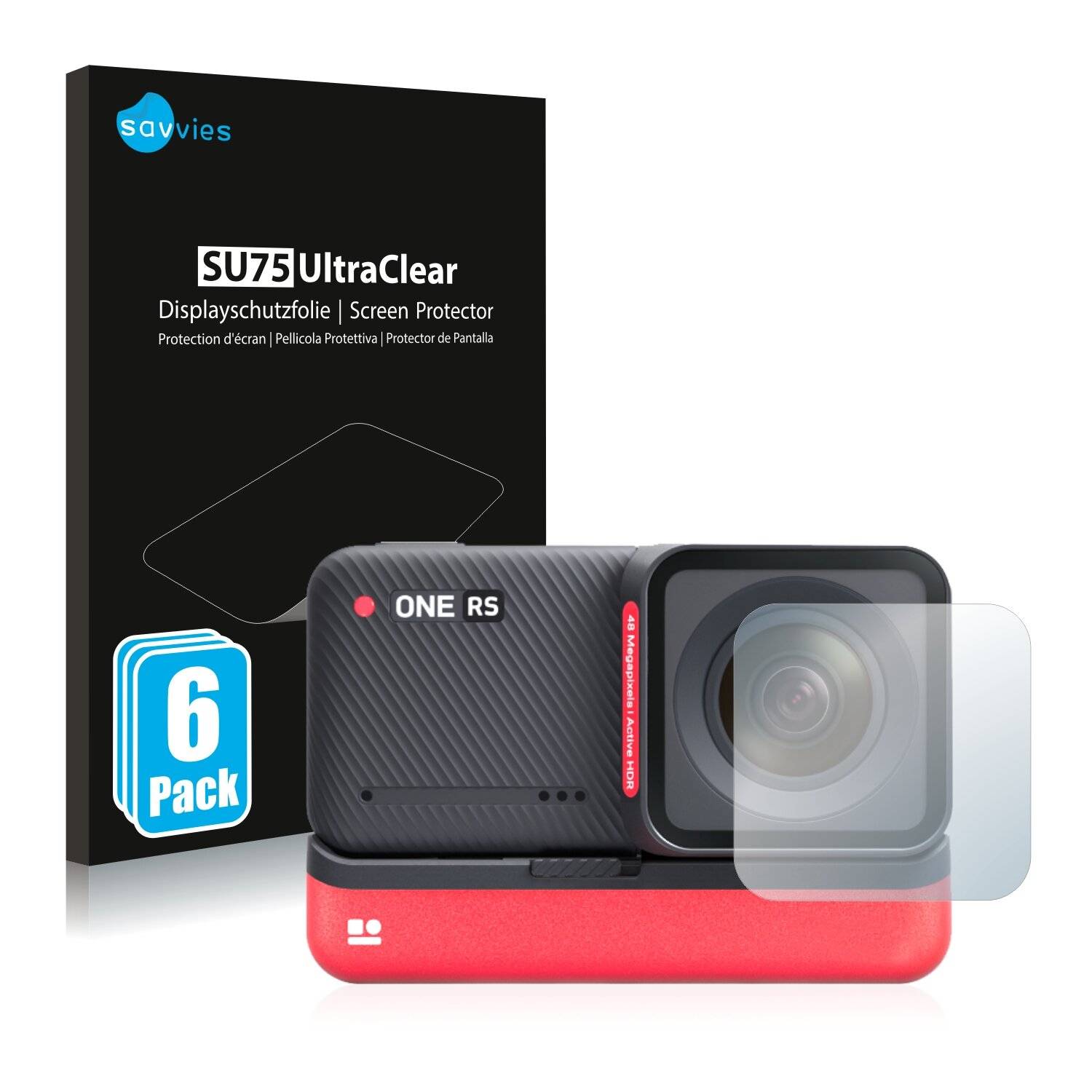 6x Savvies SU75 Displayschutzfolie für Insta360 One RS 4K Edition