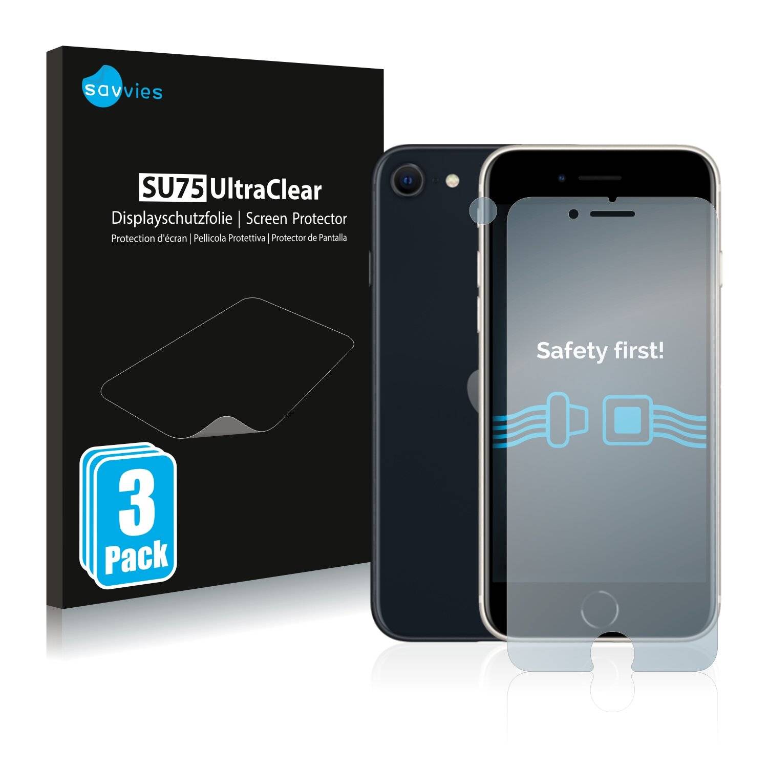 6x Savvies SU75 Displayschutzfolie für Apple iPhone SE 3 2022 (Vorderseite +