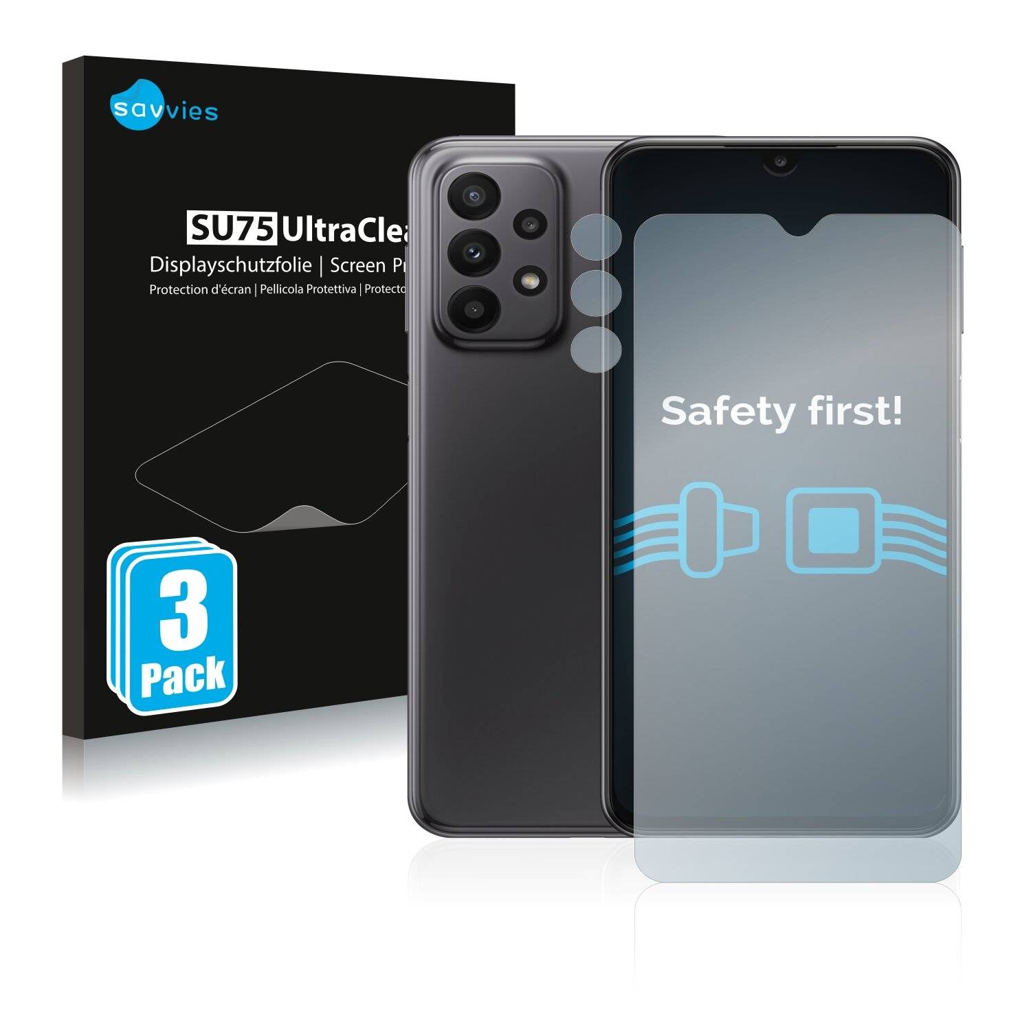 6x Savvies SU75 Displayschutzfolie für Samsung Galaxy A23 (Vorderseite +