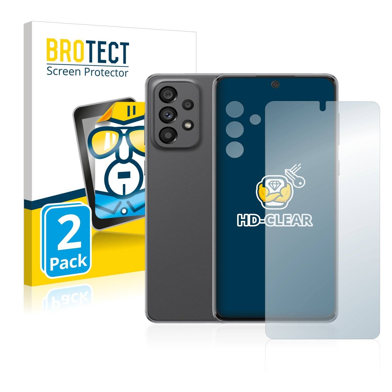 2x BROTECT HD-Clear Displayschutzfolie für Samsung Galaxy A73 5G (Vorderseite +