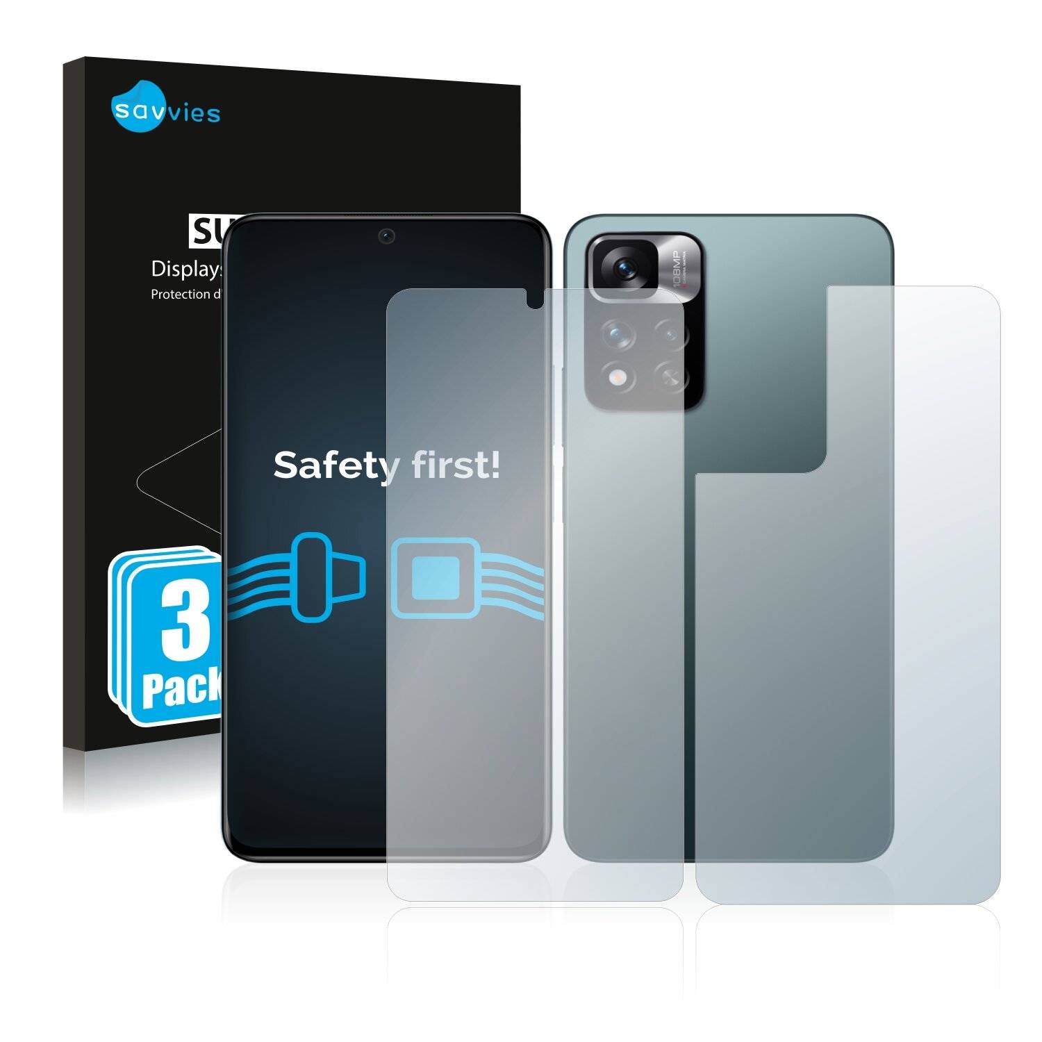 6x Savvies SU75 Displayschutzfolie für Xiaomi Redmi Note 11 Pro+ 5G (Vorder +