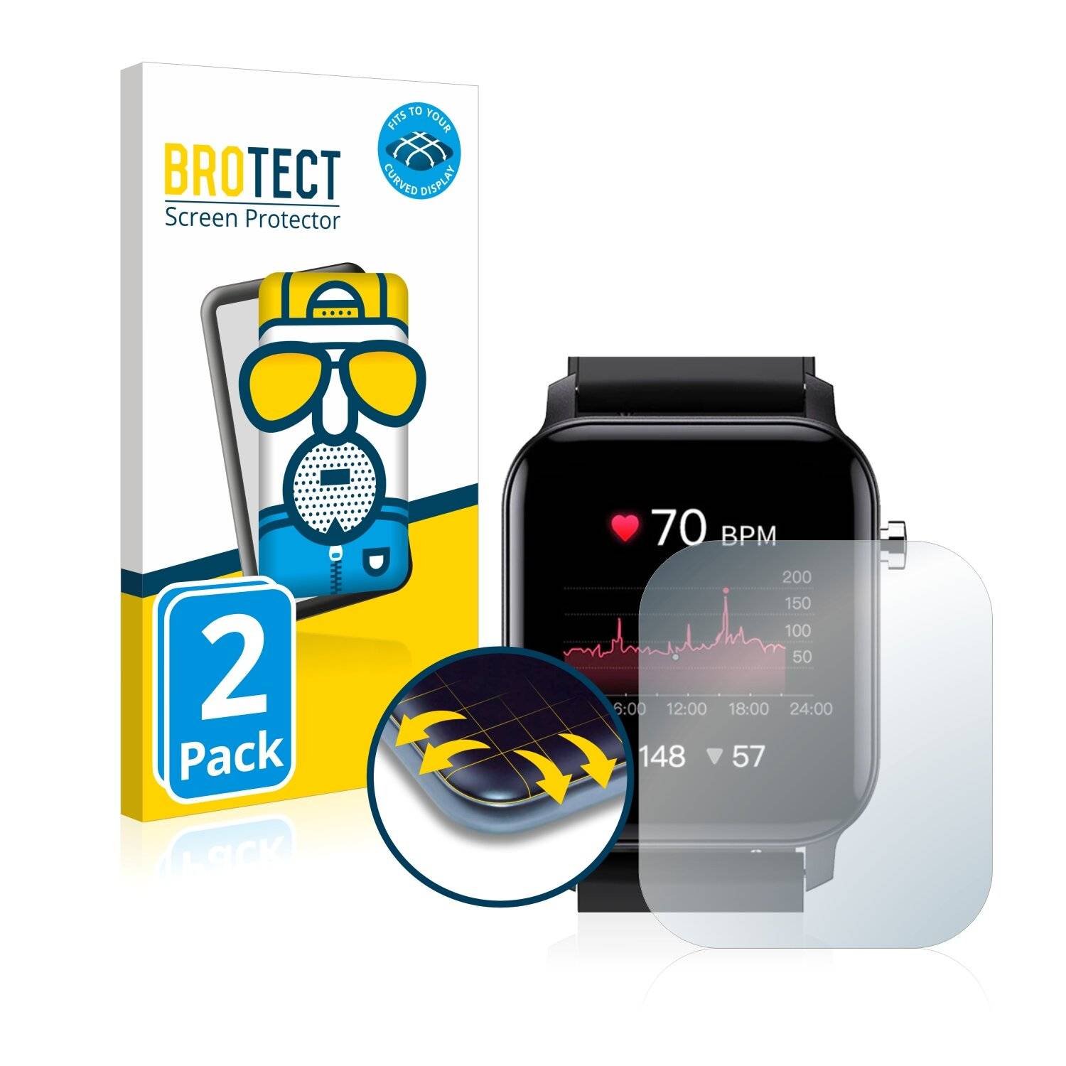 2x BROTECT Flex Matte Full-Cover Displayschutzfolie für Lige Sports Watch
