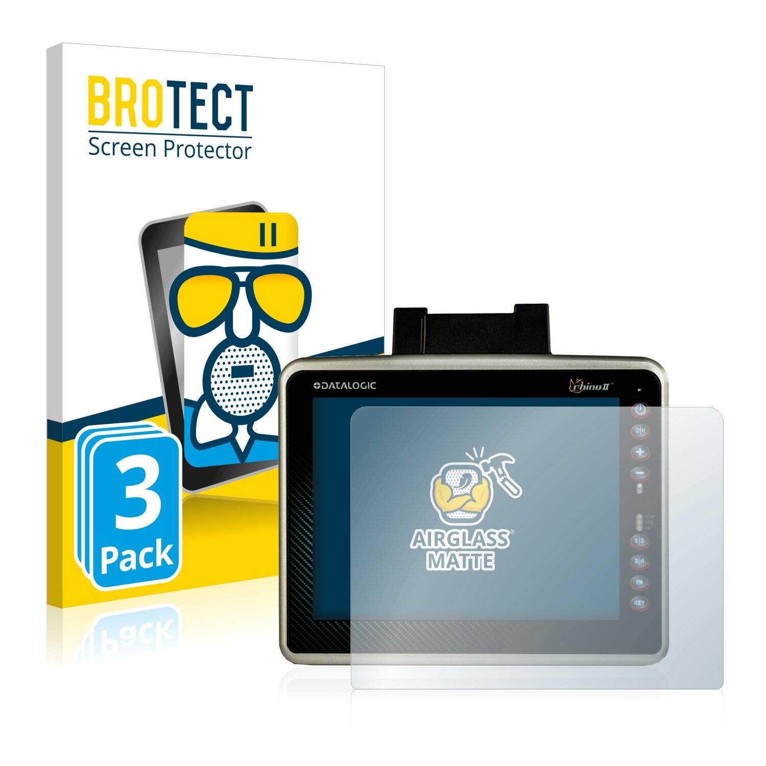 3x BROTECT AirGlass Matte Schutzglas Folie für Datalogic Rhino II