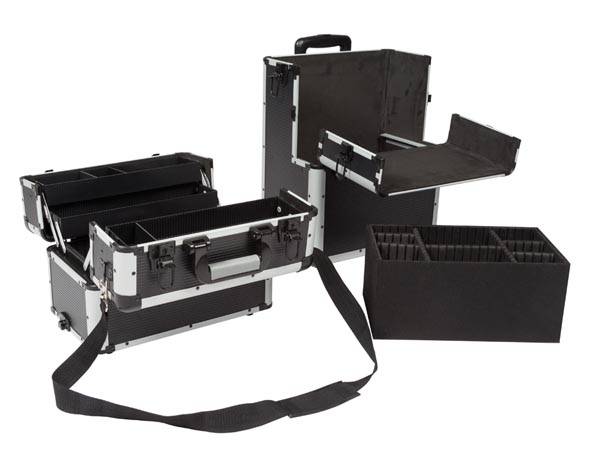 Perel Werkzeugkoffer, Trolley-Funktion, Schlüsselschloss, 2 Schlüssel, Schwarz