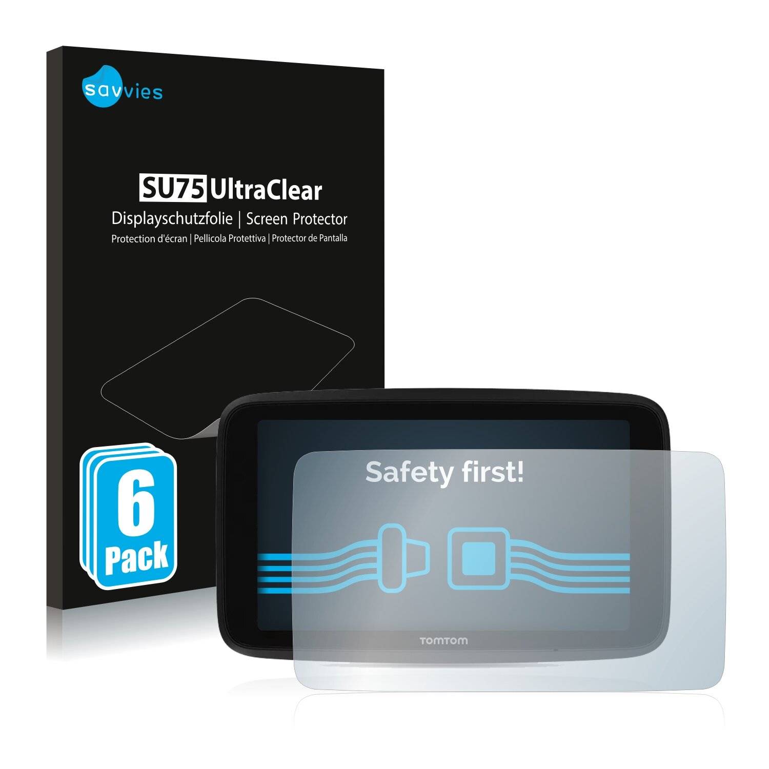 6x Savvies SU75 Displayschutzfolie für TomTom Go Discover