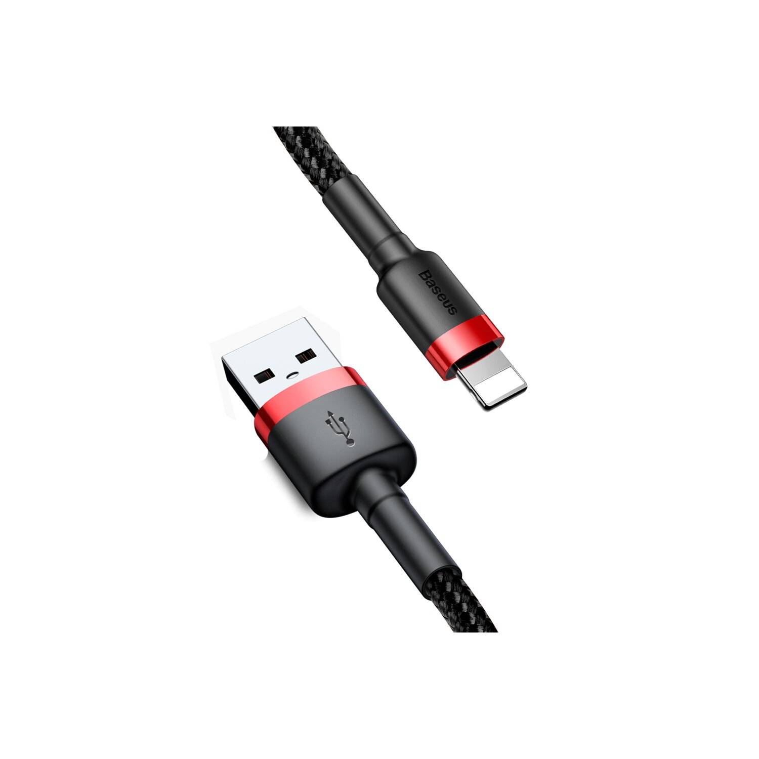 Baseus Cafule Kabel strapazierfähiges Nylonkabel USB / Lightning QC3.0 2.4A 1M schwarz-rot (CALKLF-B19)