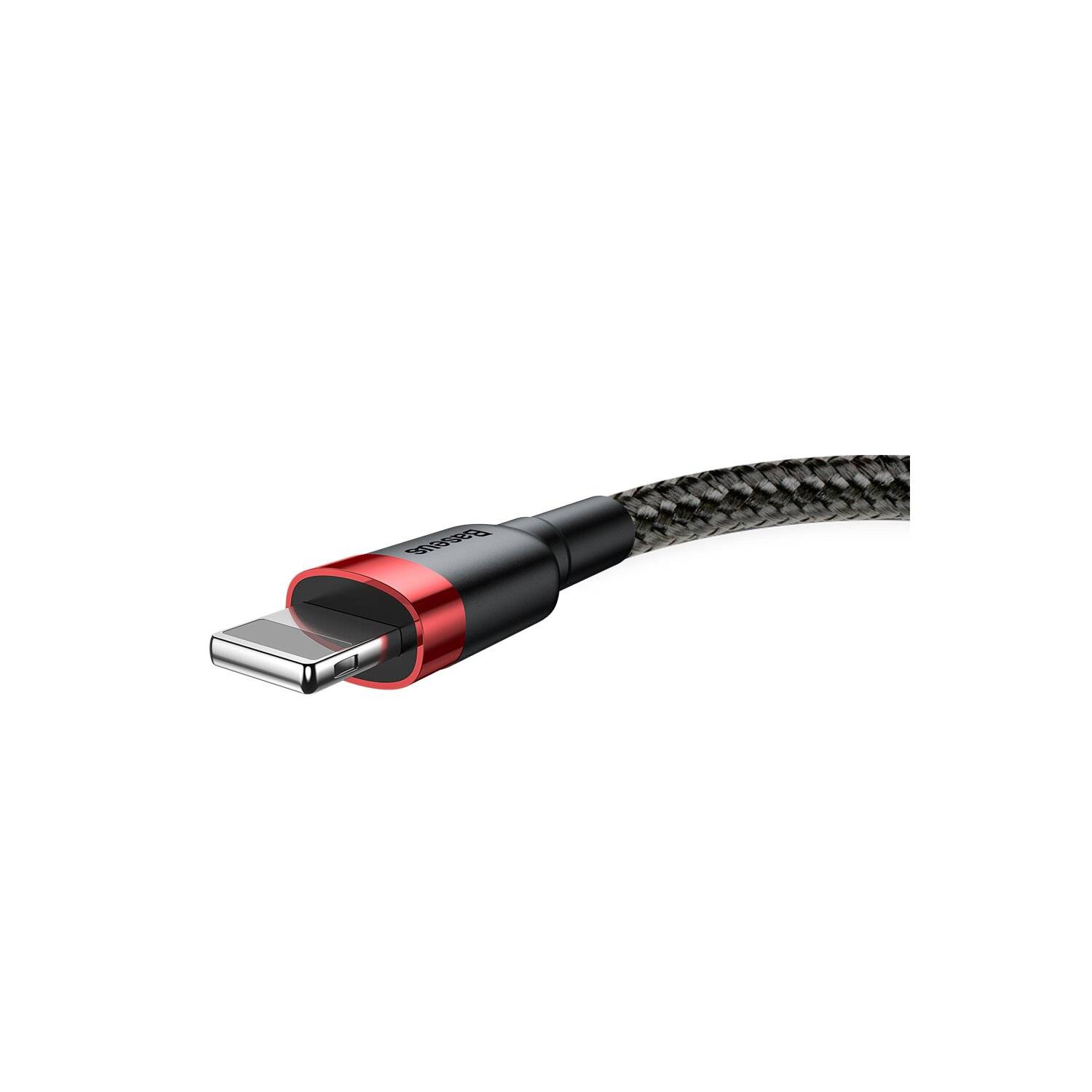 Baseus Cafule Kabel strapazierfähiges Nylonkabel USB / Lightning QC3.0 2.4A 1M schwarz-rot (CALKLF-B19)