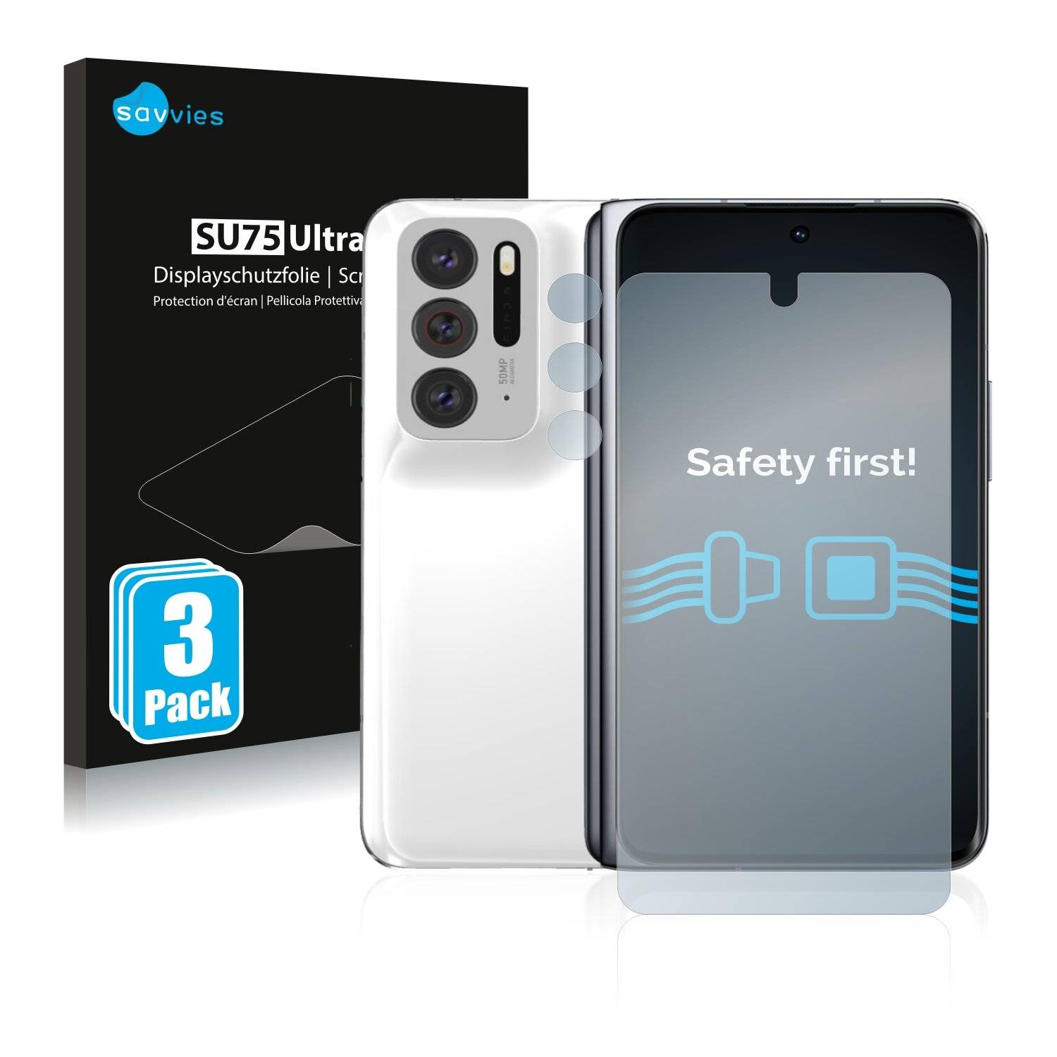 6x Savvies SU75 Displayschutzfolie für Oppo Find N (Vorderseite +
