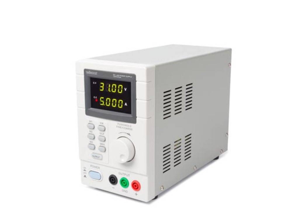Labornetzgerät, programmierbar, einstellbar, 0-30 VDC/0-5 A, Strombegrenzung, kurzschlussfest, LCD-Anzeige, USB-Anschluss, Grau
