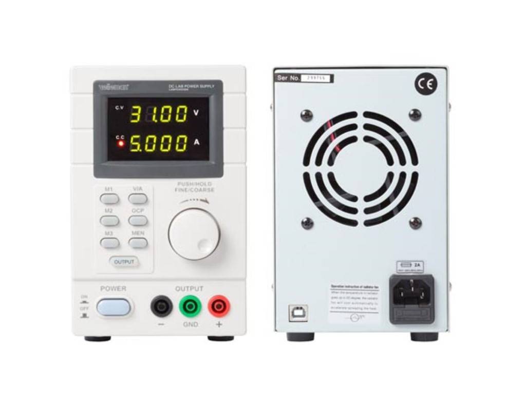 Labornetzgerät, programmierbar, einstellbar, 0-30 VDC/0-5 A, Strombegrenzung, kurzschlussfest, LCD-Anzeige, USB-Anschluss, Grau