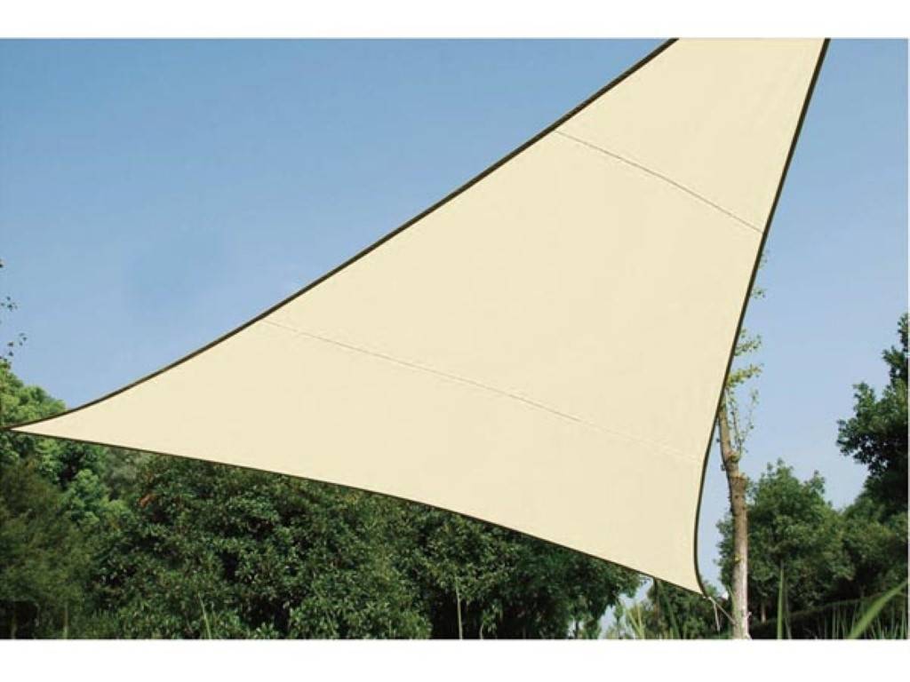 Perel Sonnensegel, winddurchlässig, wasserdurchlässig, 5 x 5 x 5 m, 180 g/m², HDPE, Dreieck, Champagne