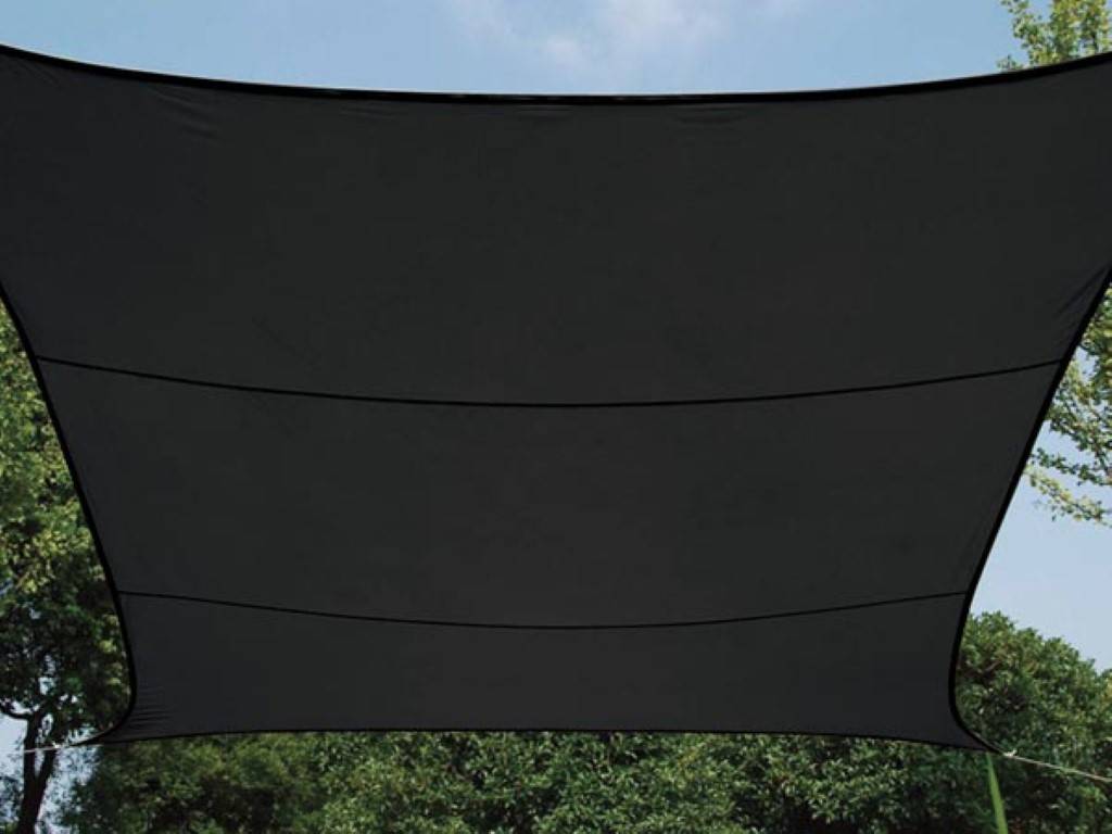 Perel Sonnensegel, winddurchlässig, wasserdurchlässig, 5 x 5 m, 180 g/m², HDPE, Quadrat, Dunkelgrau