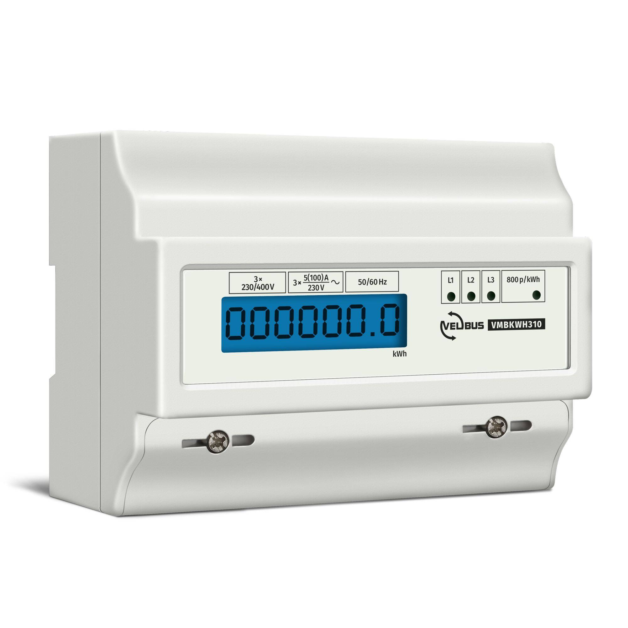 DREIPHASIGES KWh-MESSGERÄT FÜR HUTSCHIENENMONTAGE - 7 MODULE - FÜR PROFESSIONELLE ANWENDUNG