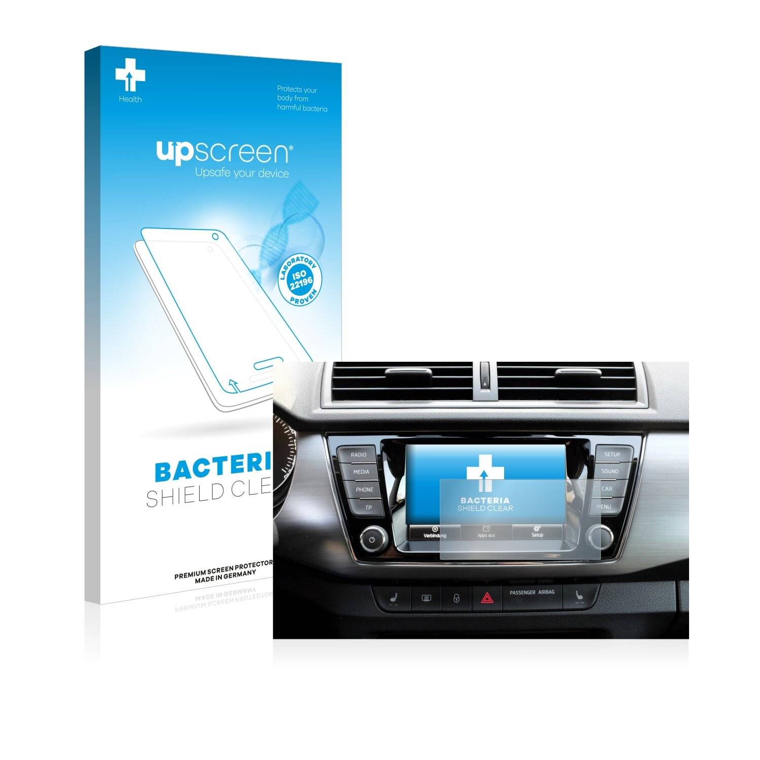upscreen Bacteria Shield Clear Premium Antibakterielle Displayschutzfolie für Skoda Fabia 3
