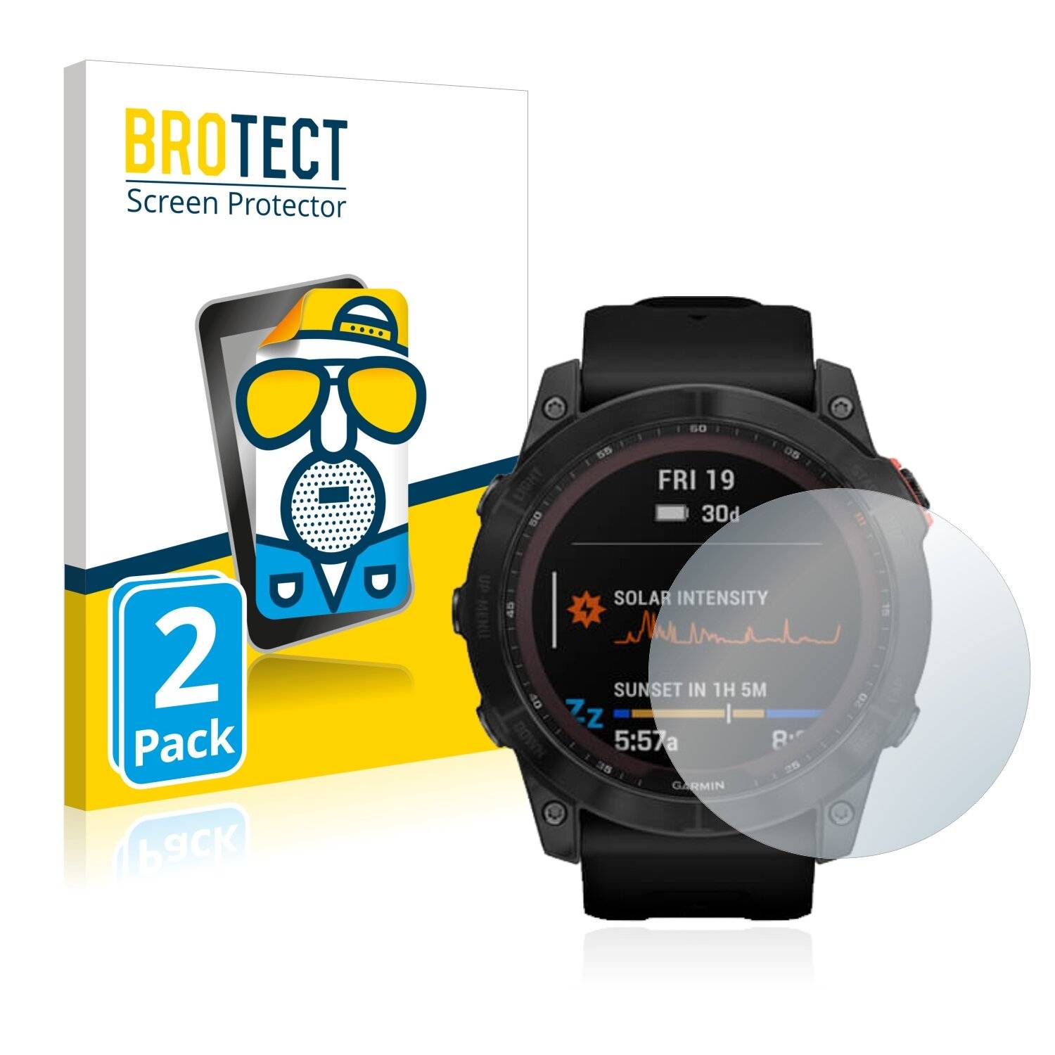 2x BROTECT Matte Displayschutzfolie für Garmin Fenix 7X (51 mm) - Entspiegelt,