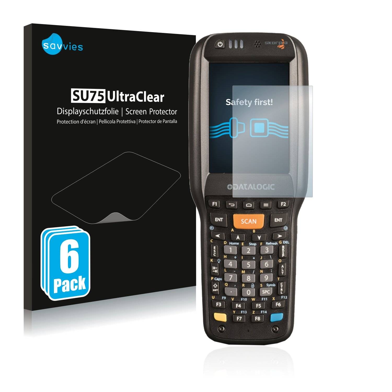 6x Savvies SU75 Displayschutzfolie für Datalogic Skorpio
