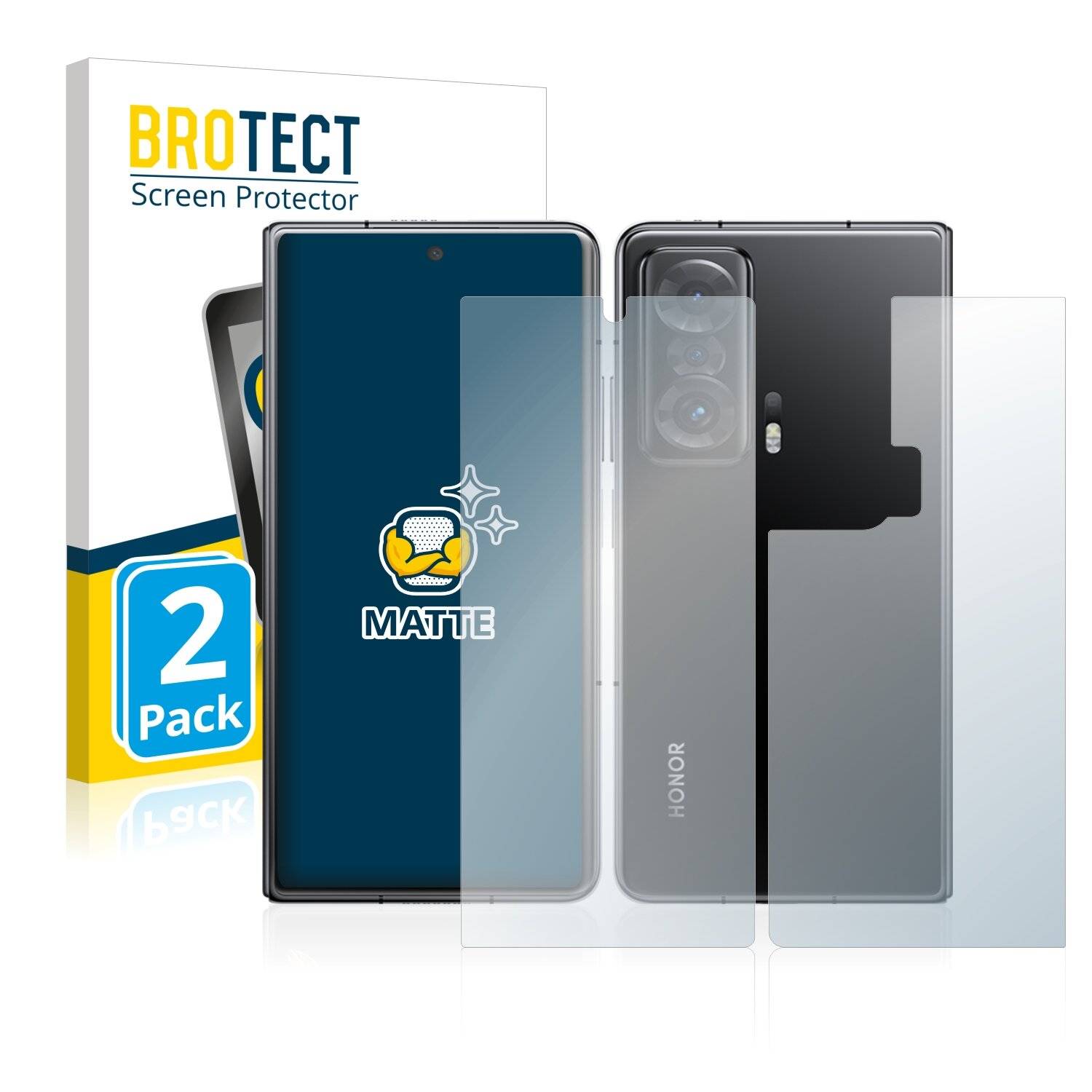 2x BROTECT Matte Displayschutzfolie für Honor Magic V (Vorder + Rückseite) - Entspiegelt,