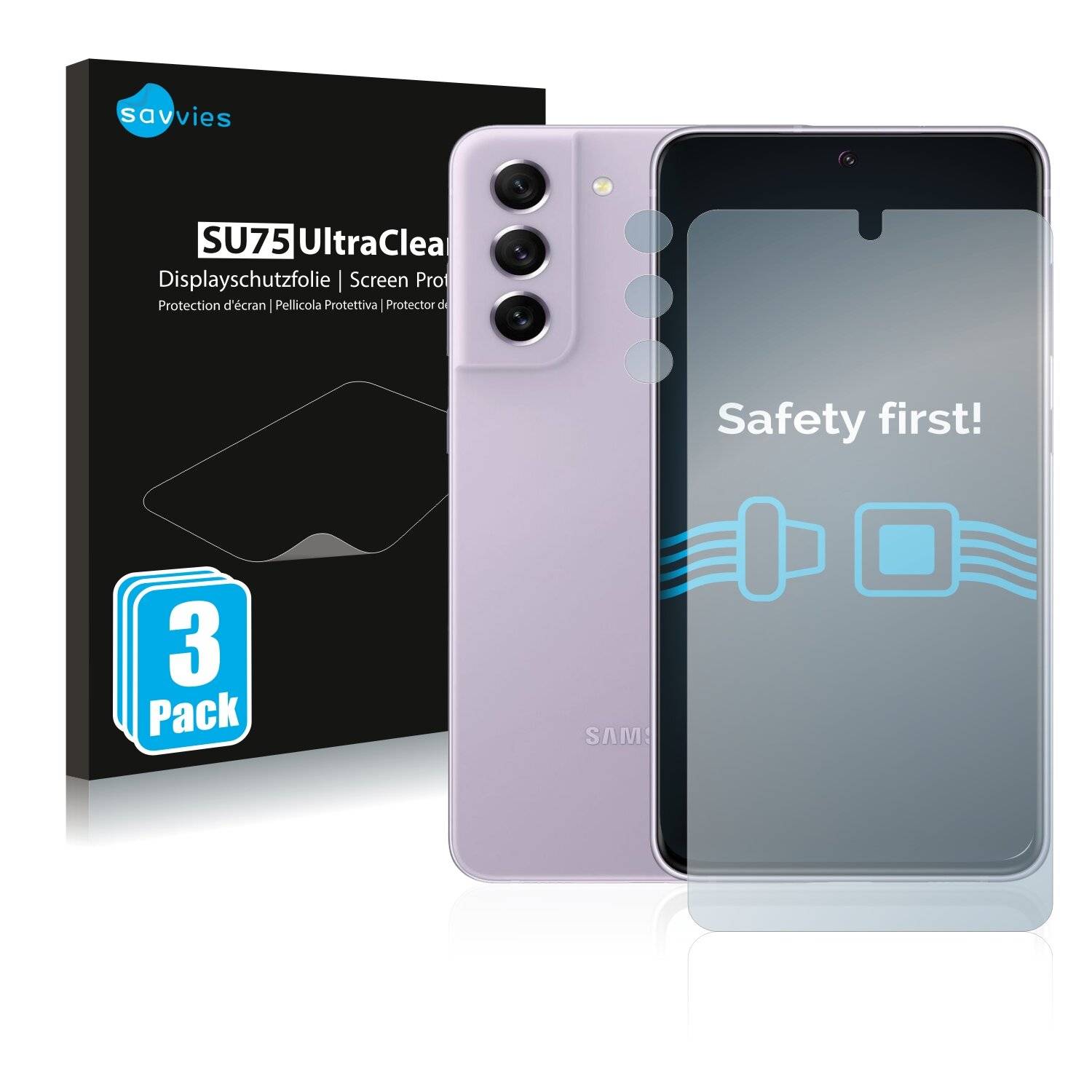6x Savvies SU75 Displayschutzfolie für Samsung Galaxy S21 FE 5G (Vorderseite +
