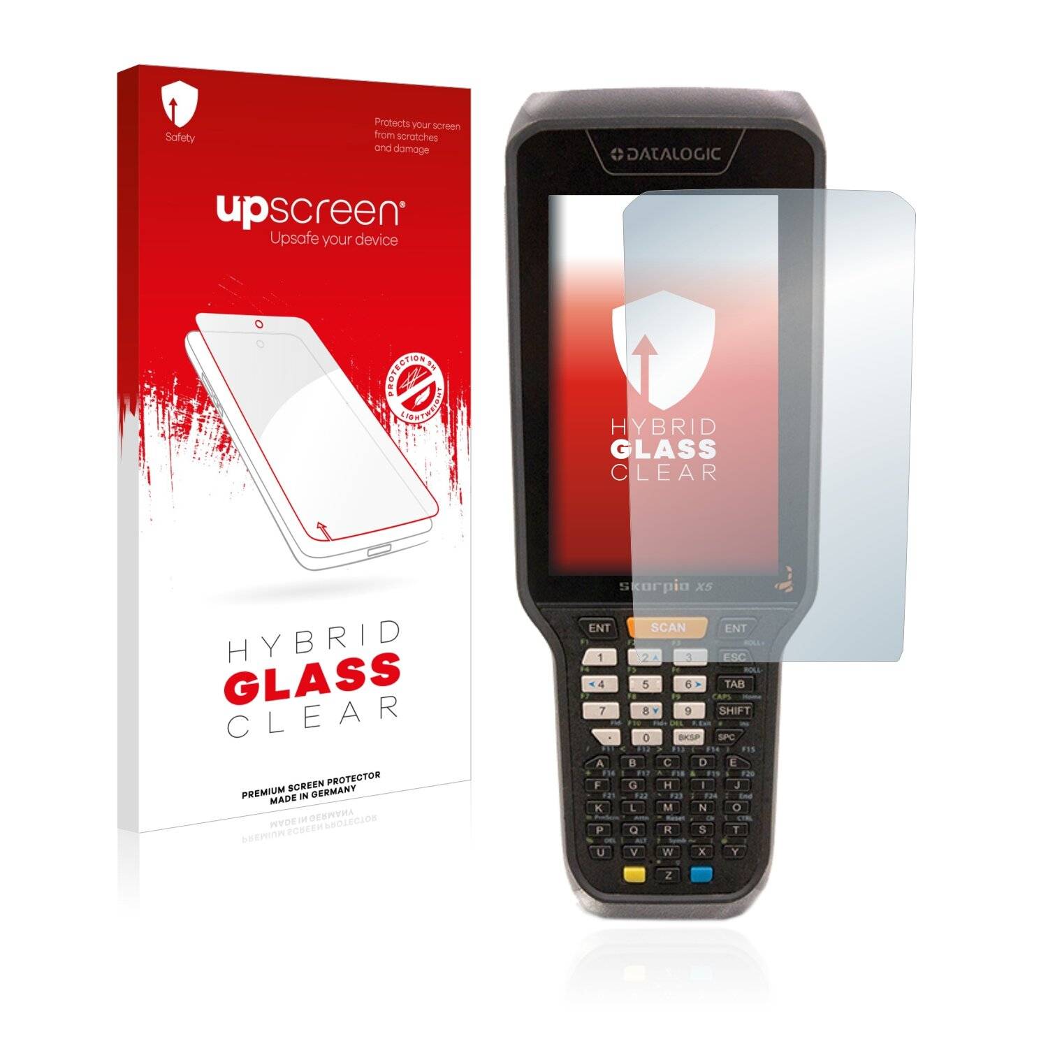 upscreen Hybrid Glass Clear Premium Schutzglas Folie für Datalogic Skorpio X5