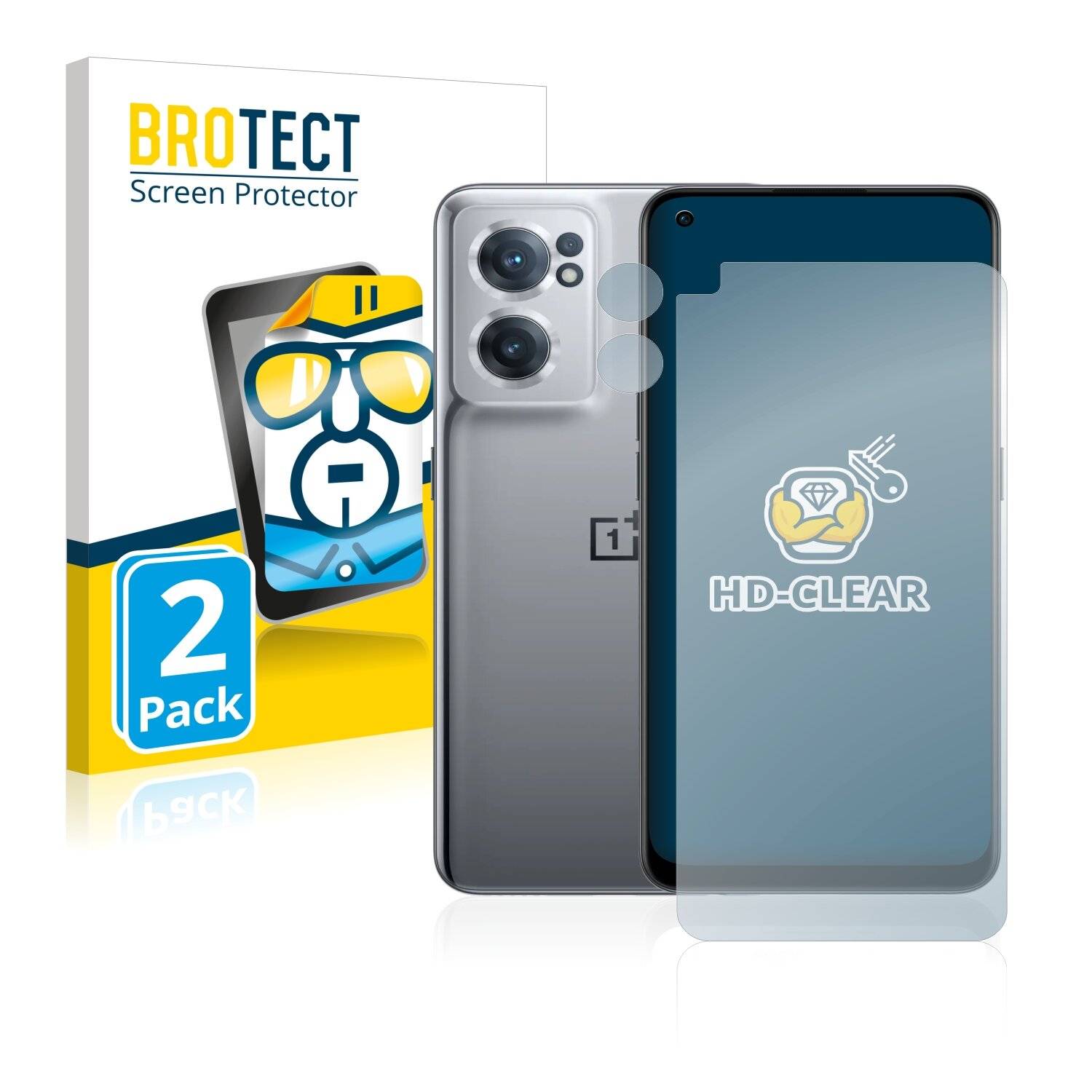 2x BROTECT HD-Clear Displayschutzfolie für OnePlus Nord CE 2 5G (Vorderseite +