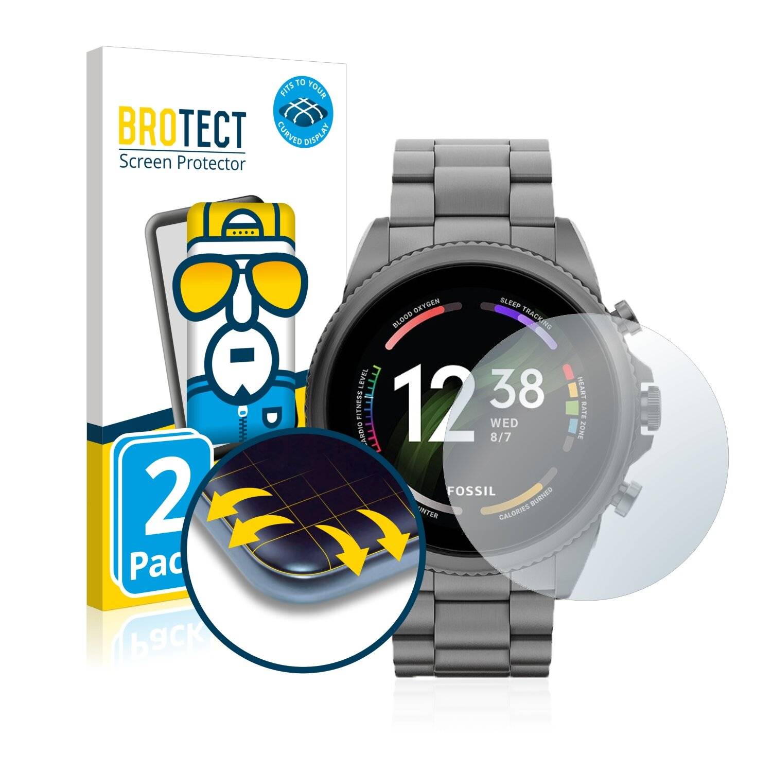 2x BROTECT Flex Full-Cover Displayschutzfolie für Fossil Gen 6