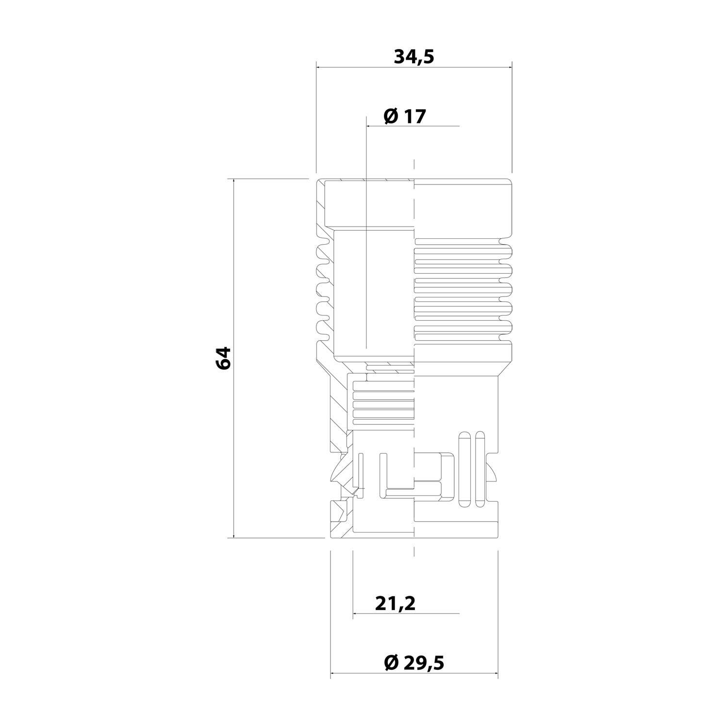 FLEXA RQGR Reduktion gerade für Schlauch-Außendurchmesser 1x34,5mm + 1x21,2mm hochdichtend Wellrohr-Reduktion - 1Stück