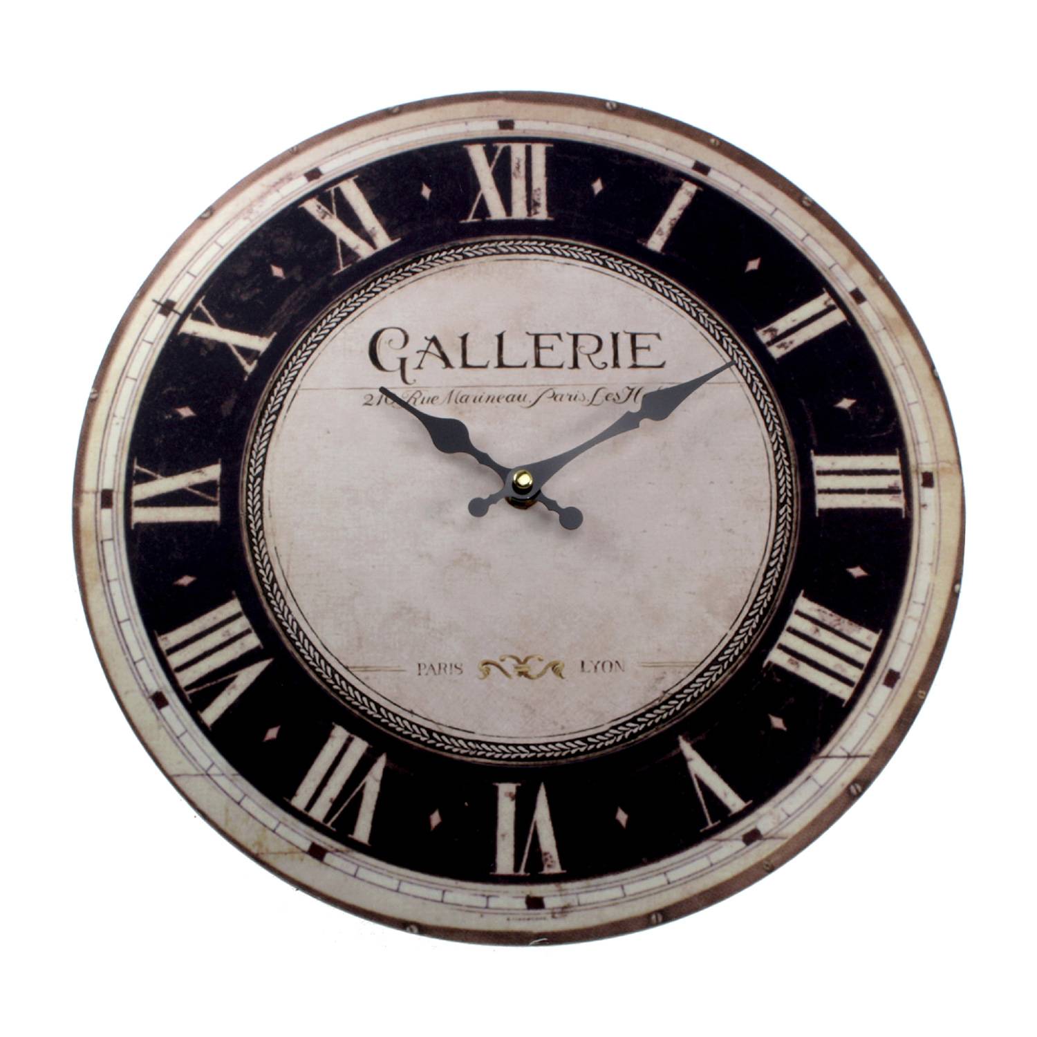 SELVA Retro Wanduhr Gallerie, Quarz, Vintage-Stil, mit römischen Ziffern, 34 cm