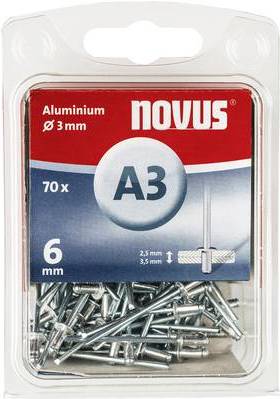 Novus 016039 Blindniete (Ø x L) 3 mm x 6 mm Aluminium Aluminium 70 St