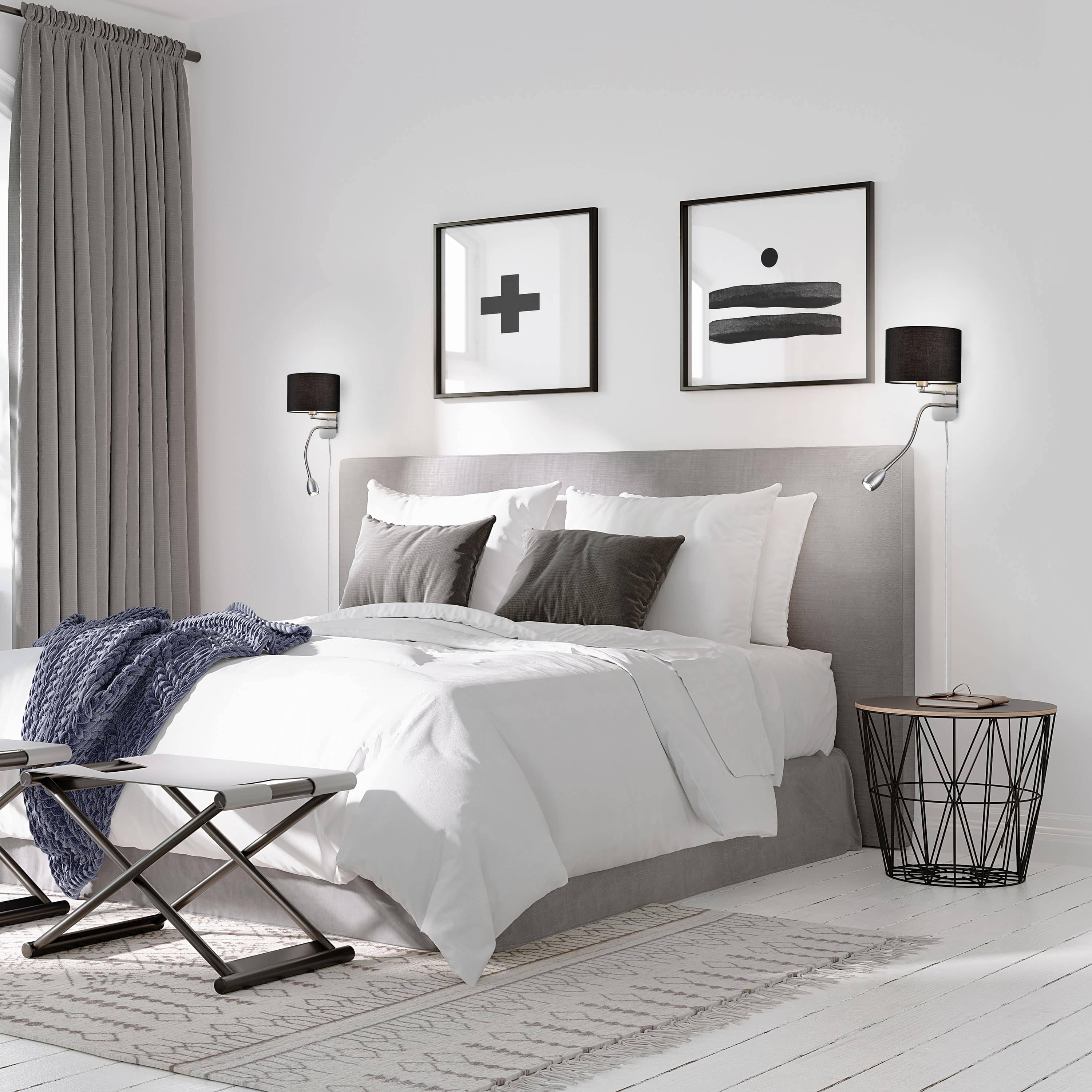 TRIO Wandleuchte Hotel 271170202 Nickel matt, Schirm schwarz, 1 x 3,1W LED, 310 lm, 3000K, 1 x E14