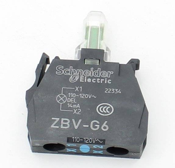 ZBVG6 - Schneider Electric - Lampenfassung m. blauem LED-Modul, 110-120V, f. Frontelem. Ø22, m. Schrauban.