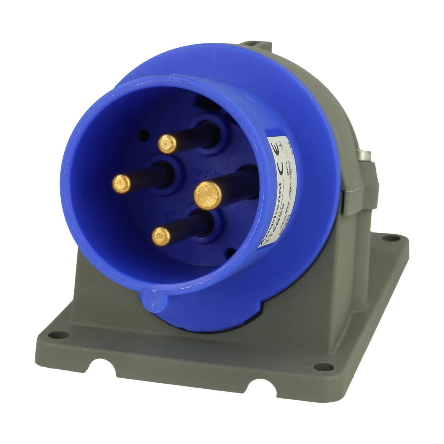2CMA193300R1000 Amphenol 16 Ampere CEE Wandsteckverbinder 4-polig (3P+PE) Stift, Kodierung 9h blau 200/250V Frequenz 50