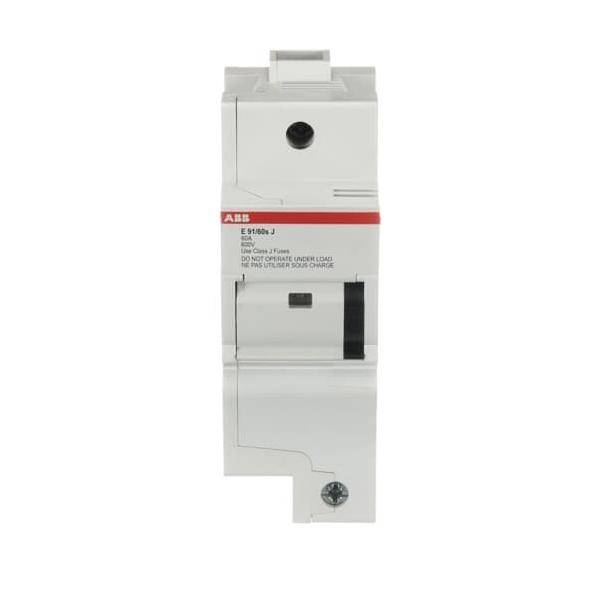 Ein einzelner elektrischer Schutzschalter mit weißem Gehäuse und rotem Streifen oben, konzipiert für die Installation in Sicherungskästen.
