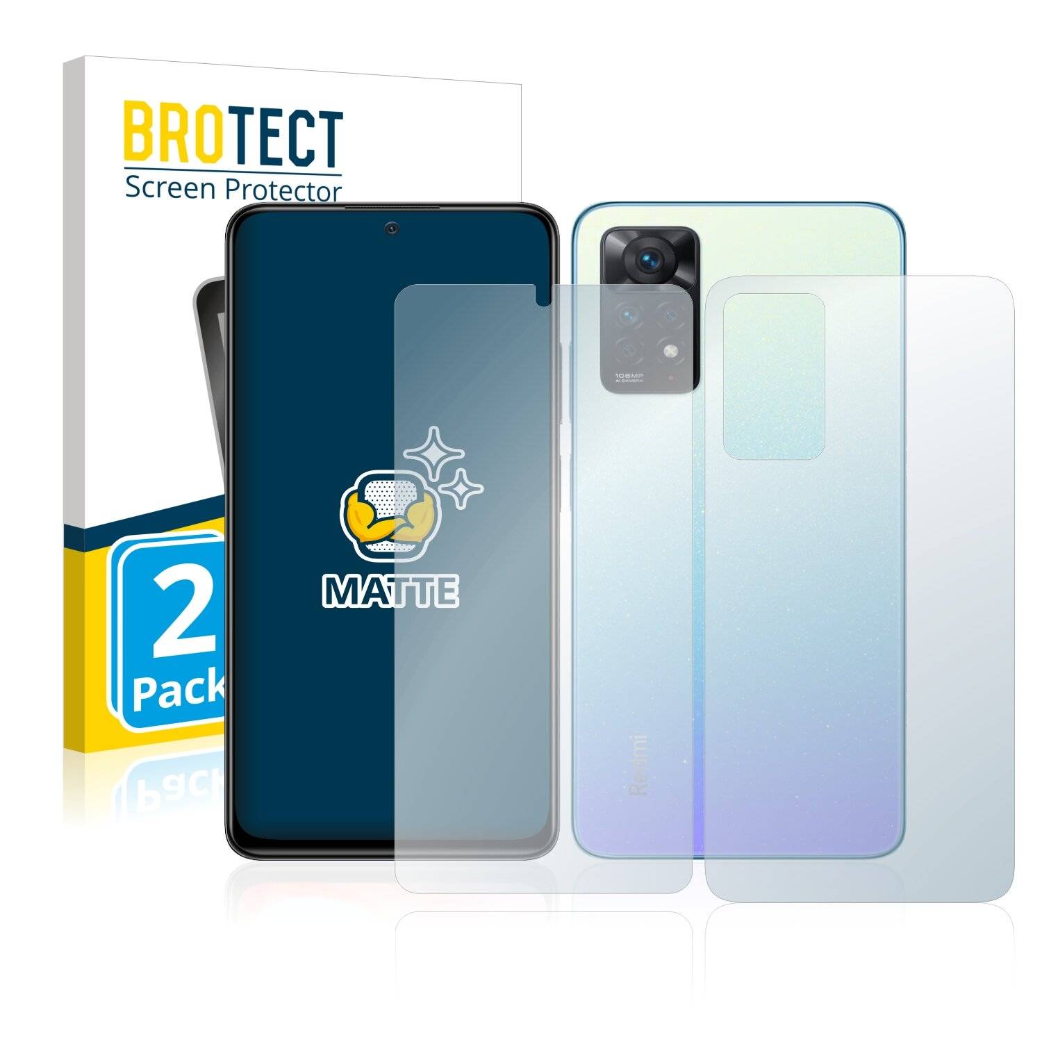 2x BROTECT Matte Displayschutzfolie für Xiaomi Redmi Note 11 Pro (Vorder + Rückseite) -