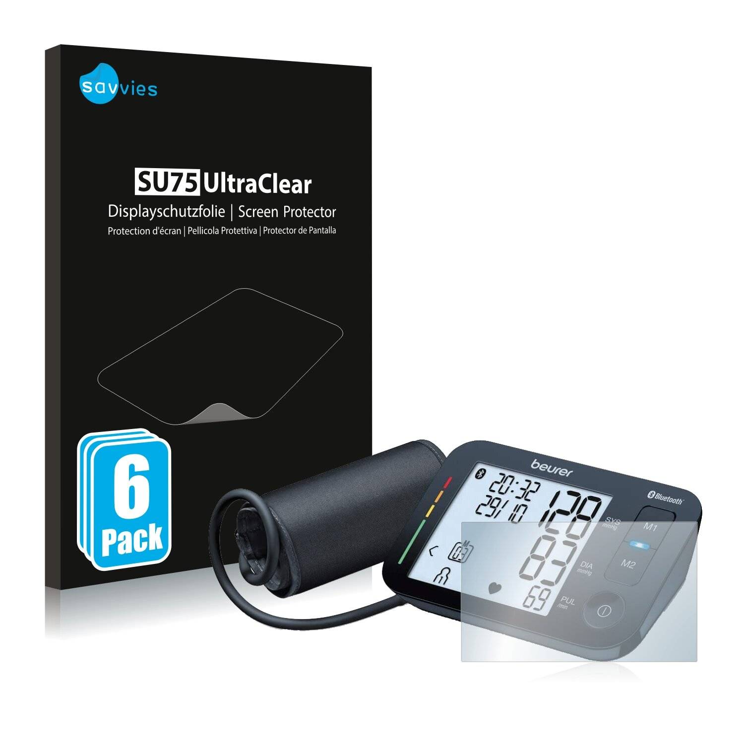 6x Savvies SU75 Displayschutzfolie für Beurer BM