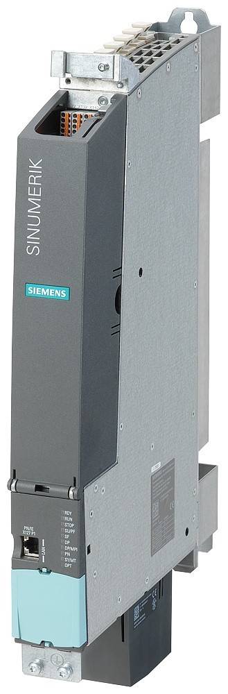 Siemens SINUMERIK Industriesteuerungsmodul, eine hohe graue elektronische Einheit mit vorderen Anschlüssen und sichtbarer Kennzeichnung.
