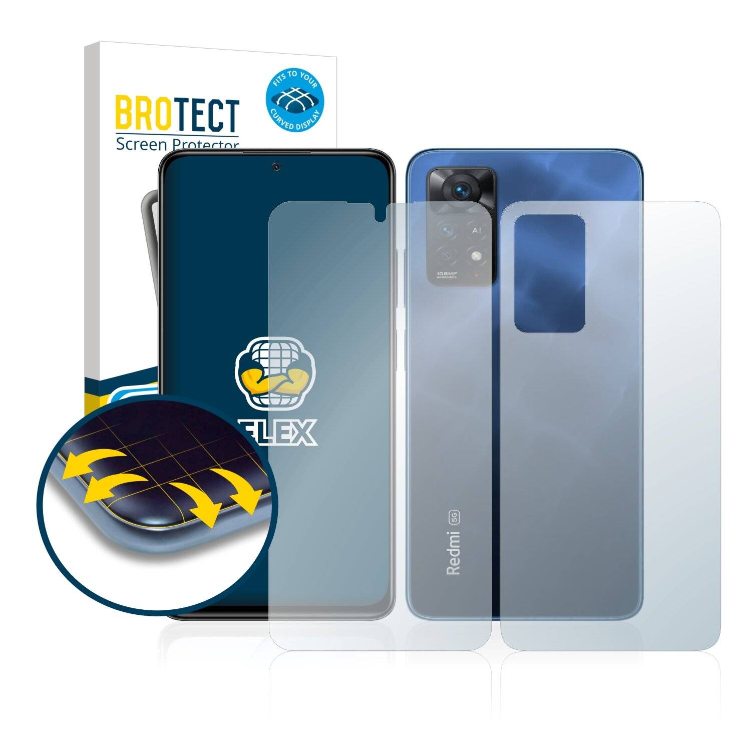2x BROTECT Flex Full-Cover Displayschutzfolie für Xiaomi Redmi Note 11 Pro 5G (Vorder +