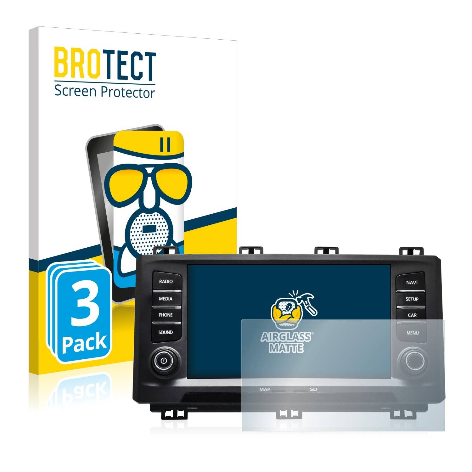 3x BROTECT AirGlass Matte Schutzglas Folie für Seat Ateca