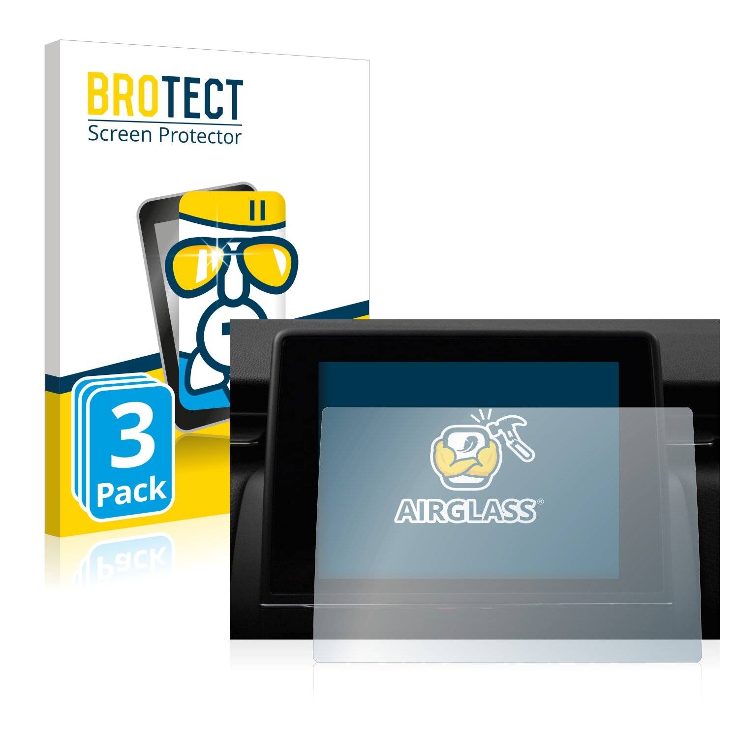 3x BROTECT AirGlass Schutzglas Folie für Renault Captur Easy Link