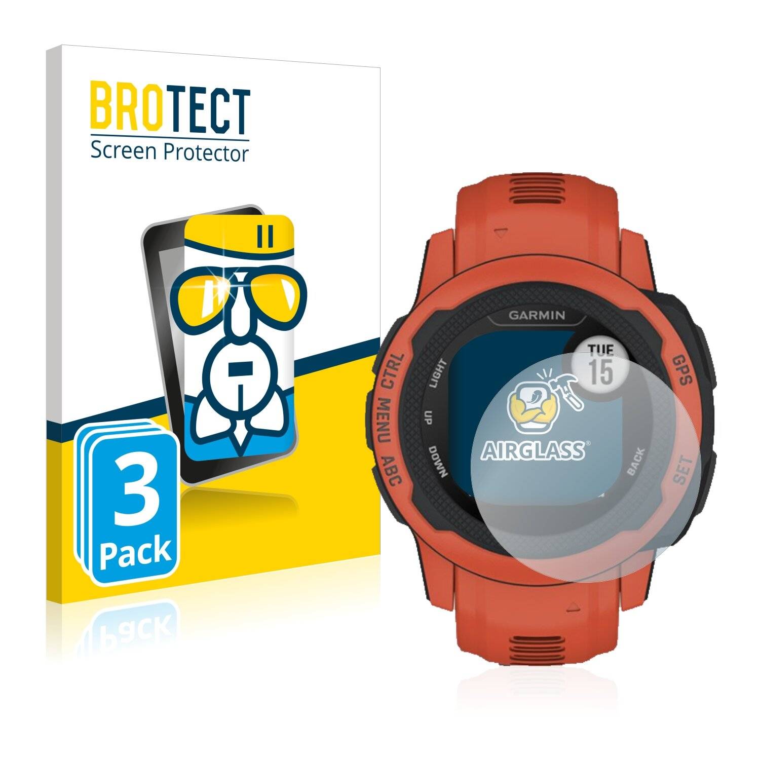 3x BROTECT AirGlass Schutzglas Folie für Garmin Instinct