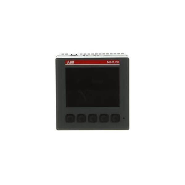 Ein schwarzes elektronisches Gerät mit einem Bildschirm und fünf Tasten darunter, mit der Markenbezeichnung 'ABB M4M 20', höchstwahrscheinlich ein Messgerät oder eine Steuerungstafel.